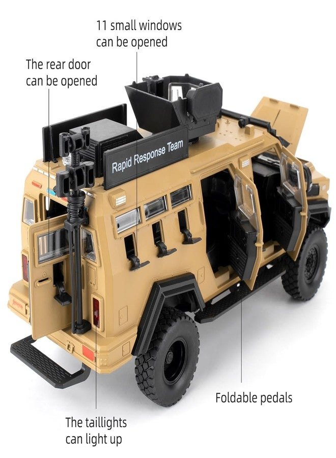 FEXXA سيارة FEXXA متوافقة مع نموذج سيارة Saber-Toothed Tiger المدرعة المصنوعة من سبيكة معدنية بمقياس 1:24، لعبة سيارة قابلة للتحصيل مصنوعة من المعدن المصبوب ومحمية من المتفجرات، سيارة لعبة تعمل بالسحب للخلف مع صوت وضوء للكبار والصغار (أصفر) - Image 5